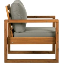 Galia 2pc Square Leg Acacia Wood Chair And Ottoman With Cushions - Brown - Saracina Home -Saracina Home GUEST 60cbbb98 6bc4 44e2 ab46 0cad6444e12d