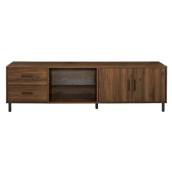 Saracina Home 1 Sana Modern Triple Storage TV Stand For TVs Up To 80" Dark Walnut - Saracina Home