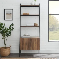 72" Open Shelf And Closed Storage Cabinet Ladder Bookcase - Saracina Home 2 72" Open Shelf And Closed Storage Cabinet Ladder Bookcase - Saracina Home -Saracina Home GUEST 63ba128c 347b 49bc b7d3 5a205f7232df