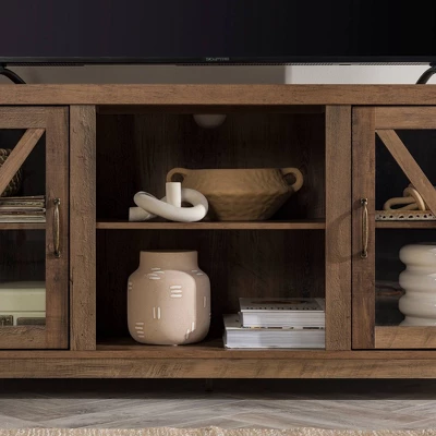 Clarabelle Transitional Glass Barn Door TV Stand for TVs up to 65" - Saracina Home Clarabelle Transitional Glass Barn Door TV Stand For TVs Up To 65" - Saracina Home -Saracina Home GUEST 6628f029 4b8f 424d 8cff 4b7e2252ac0b