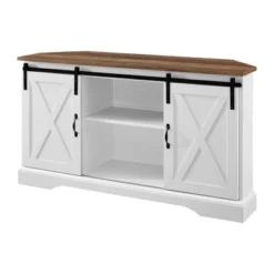 Robinson Rustic Transitional Sliding Barn Door Corner TV Stand For TVs Up To 58" - Saracina Home 15 Robinson Rustic Transitional Sliding Barn Door Corner TV Stand For TVs Up To 58" - Saracina Home -Saracina Home GUEST 67875fe5 1b80 4a57 9cd4 83ad80e97ef9