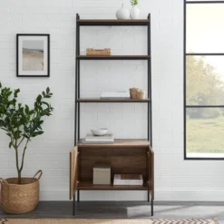 72" Open Shelf And Closed Storage Cabinet Ladder Bookcase - Saracina Home 5 72" Open Shelf And Closed Storage Cabinet Ladder Bookcase - Saracina Home -Saracina Home GUEST 6884917e 6feb 464d 9a56 e3dd05df4cc1