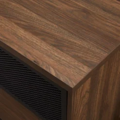 Modern Industrial Metal Mesh Sliding Door TV Stand For TVs Up To 80" Dark Walnut - Saracina Home -Saracina Home GUEST 68bc1676 6051 4e86 8632 b35c64b611e6