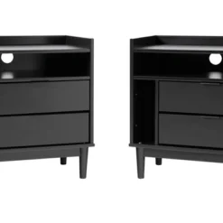 2pk Mid-Century Modern Solid Wood 2 Drawer Storage Nightstands - Saracina Home 3 2pk Mid-Century Modern Solid Wood 2 Drawer Storage Nightstands - Saracina Home -Saracina Home GUEST 68ea8919 fae8 48c6 aef2 14de0162909c
