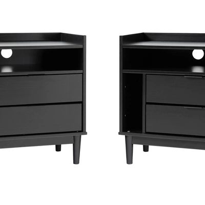 2pk Mid-Century Modern Solid Wood 2 Drawer Storage Nightstands - Saracina Home 2pk Mid-Century Modern Solid Wood 2 Drawer Storage Nightstands - Saracina Home -Saracina Home GUEST 68ea8919 fae8 48c6 aef2 14de0162909c