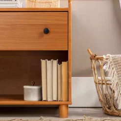 Katie Transitional Tray Top 1 Drawer Solid Wood Nightstand Caramel - Saracina Home -Saracina Home GUEST 6b787175 d26a 4d00 aeac 9a25fd3267e3