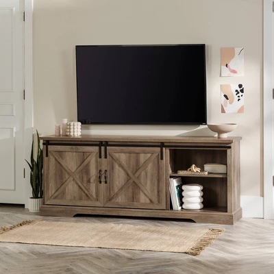Clarabelle Double Sliding X Barn Door TV Stand for TVs up to 80" - Saracina Home Clarabelle Double Sliding X Barn Door TV Stand For TVs Up To 80" - Saracina Home -Saracina Home GUEST 6c76379d 4b1b 41b7 b8d8 3976824ee288