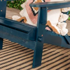 Genovia Transitional Acacia Wood Outdoor Adirondack Chair With Wine Holder - Saracina Home -Saracina Home GUEST 6cfd8133 dbb2 46d0 bd03 d839a587888a