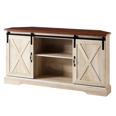 Robinson Rustic Transitional Sliding Barn Door Corner TV Stand for TVs up to 58" - Saracina Home Robinson Rustic Transitional Sliding Barn Door Corner TV Stand For TVs Up To 58" - Saracina Home -Saracina Home GUEST 6e109b39 6d6c 4895 919b 7921459b2a8c