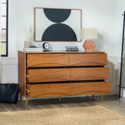 Mid-Century Modern Contoured 6 Drawer Dresser - Saracina Home 5 Mid-Century Modern Contoured 6 Drawer Dresser - Saracina Home -Saracina Home GUEST 6fead62f 7409 4ab1 a4ea 29860158a949