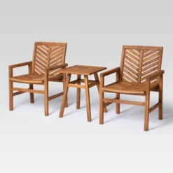 3pc Slatted Chevron Acacia Wood Patio Chat Set - Saracina Home 8 3pc Slatted Chevron Acacia Wood Patio Chat Set - Saracina Home -Saracina Home GUEST 73f3400b 771e 46c9 b116 3fbf173a7fbf