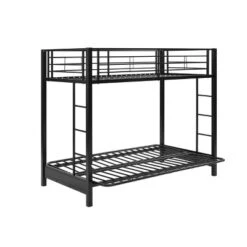 Twin Over Futon Analise Metal Bunk Bed Black - Saracina Home -Saracina Home GUEST 74e2d72d ba1e 41f2 80bc 6da6082dff35