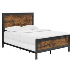 Queen Industrial Wood And Metal Bed - Saracina Home -Saracina Home GUEST 75d9290e 165e 4053 beb1 d23d4091b665