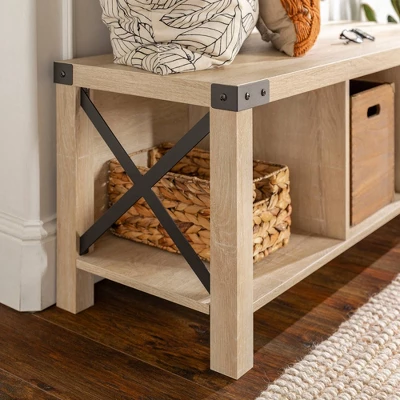Sophie Rustic Industrial X Frame Entry Bench with 3 Cubbies - Saracina Home Sophie Rustic Industrial X Frame Entry Bench With 3 Cubbies - Saracina Home -Saracina Home GUEST 76846a45 266b 4f62 a676 609461ed92c8