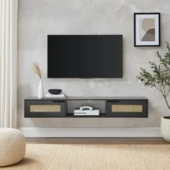 Modern Boho Floating TV Stand For TVs Up To 65" With Rattan Doors - Saracina Home 2 Modern Boho Floating TV Stand For TVs Up To 65" With Rattan Doors - Saracina Home -Saracina Home GUEST 76eac520 24ad 47c2 a6b9 24cf0016994e
