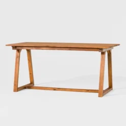 Saracina Home 66" Modern Slatted Rectangle Outdoor Dining Table With Trapezoid Legs -Saracina Home GUEST 785eeeeb cc36 4306 b6be 01bb13486e38