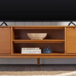 Solid Wood Mid-Century Modern TV Stand For TVs Up To 80" - Saracina Home -Saracina Home GUEST 7b8f78dc b7ab 4f0a bbb2 79db23e31b3a