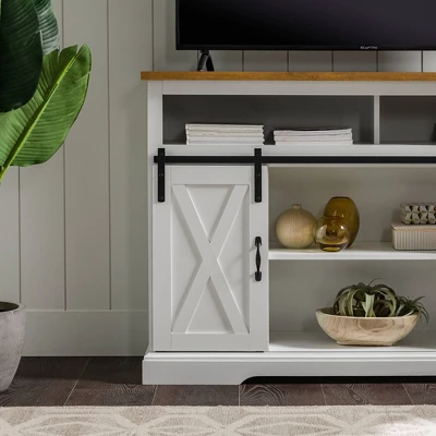 Transitional Sliding Barndoor Highboy TV Stand for TVs up to 58" - Saracina Home Transitional Sliding Barndoor Highboy TV Stand For TVs Up To 58" - Saracina Home -Saracina Home GUEST 7cd0ecba a376 40d3 bbe3 d9a2cc935598