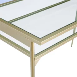 Modern 2 Tier Glass Top Writing Desk With Metal Legs Gold - Saracina Home 3 Modern 2 Tier Glass Top Writing Desk With Metal Legs Gold - Saracina Home -Saracina Home GUEST 7cfdf8b6 920c 400b 87db b9284962d0a9