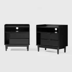 2pk Mid-Century Modern Solid Wood 2 Drawer Storage Nightstands - Saracina Home 2 2pk Mid-Century Modern Solid Wood 2 Drawer Storage Nightstands - Saracina Home -Saracina Home GUEST 7ec02fdf f38c 4ef2 8a65 1390845091ae