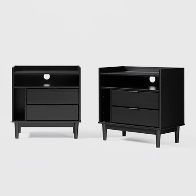 2pk Mid-Century Modern Solid Wood 2 Drawer Storage Nightstands - Saracina Home 2pk Mid-Century Modern Solid Wood 2 Drawer Storage Nightstands - Saracina Home -Saracina Home GUEST 7ec02fdf f38c 4ef2 8a65 1390845091ae
