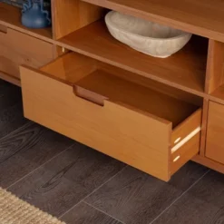 Cara 3 Drawer Mid-Century Modern 3 Drawer TV Stand For TVs Up To 80" - Saracina Home 4 Cara 3 Drawer Mid-Century Modern 3 Drawer TV Stand For TVs Up To 80" - Saracina Home -Saracina Home GUEST 8201f05f 5099 4fe4 a629 d34231b717fb