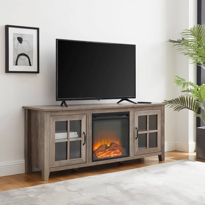 Transitional Farmhouse Window Pane Fireplace TV Stand for TV's up to 65" Gray Wash - Saracina Home Transitional Farmhouse Window Pane Fireplace TV Stand For TV's Up To 65" Gray Wash - Saracina Home -Saracina Home GUEST 820bd31c 7d36 4ff3 ad92 31725b88a2ba