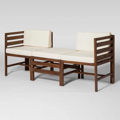 3pc Modular Acacia Wood Patio Chat Set with Cushions - Saracina Home 3pc Modular Acacia Wood Patio Chat Set With Cushions - Saracina Home -Saracina Home GUEST 87867d10 2ed7 4519 8f7f 353e1fd3ffa4