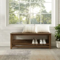 Modern Farmhouse Solid Wood Shoe Storage Entry Bench Rustic Oak - Saracina Home -Saracina Home GUEST 8873dec7 d2f6 4b81 970d 33db280697a9