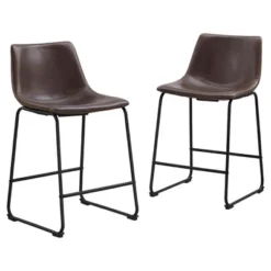Set Of 2 Laslo Modern Upholstered Faux Leather Counter Height Barstools - Saracina Home 7 Set Of 2 Laslo Modern Upholstered Faux Leather Counter Height Barstools - Saracina Home -Saracina Home GUEST 8a89e0ae 83ad 4732 8e30 d5fe08b456a7
