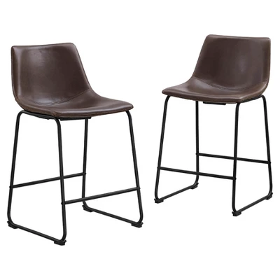 Set of 2 Laslo Modern Upholstered Faux Leather Counter Height Barstools - Saracina Home Set Of 2 Laslo Modern Upholstered Faux Leather Counter Height Barstools - Saracina Home -Saracina Home GUEST 8a89e0ae 83ad 4732 8e30 d5fe08b456a7