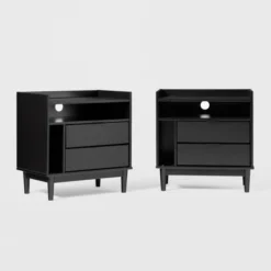2pk Mid-Century Modern Solid Wood 2 Drawer Storage Nightstands - Saracina Home 10 2pk Mid-Century Modern Solid Wood 2 Drawer Storage Nightstands - Saracina Home -Saracina Home GUEST 90b51515 663a 4264 a749 f3758d2e0dcf
