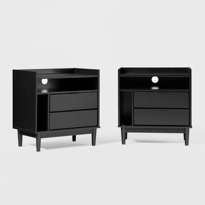 2pk Mid-Century Modern Solid Wood 2 Drawer Storage Nightstands - Saracina Home 2pk Mid-Century Modern Solid Wood 2 Drawer Storage Nightstands - Saracina Home -Saracina Home GUEST 90b51515 663a 4264 a749 f3758d2e0dcf