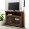 Avalene Rustic Farmhouse Corner TV Stand For TVs Up To 50" Natural Walnut - Saracina Home