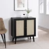 Modern Boho Wood And Rattan 2 Door Accent Cabinet - Saracina Home