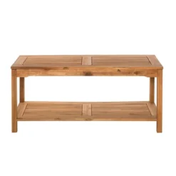 Ravenscroft Modern Boho Acacia Wood Slatted Outdoor Coffee Table With Lower Shelf - Saracina Home -Saracina Home GUEST 96844e8b abd4 49c9 90db a4cf9d9bdccf