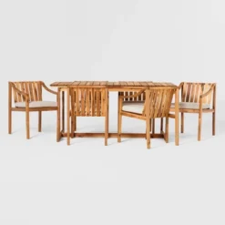 7pc Modern Slatted Wood Outdoor Dining Set - Saracina Home 6 7pc Modern Slatted Wood Outdoor Dining Set - Saracina Home -Saracina Home GUEST 97b97aff 19ee 4550 9126 93ae4bc68f53