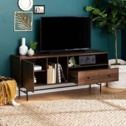 Modern Vinyl Record Player Storage TV Stand For TVs Up To 65" Dark Walnut - Saracina Home 8 Modern Vinyl Record Player Storage TV Stand For TVs Up To 65" Dark Walnut - Saracina Home -Saracina Home GUEST 98d6a861 7091 418c 9351 ed4df69ef1a9