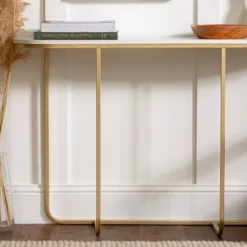 Megan Modern Glam Curved Console Table Faux White Marble/Gold - Saracina Home -Saracina Home GUEST 99ec17d7 cb5e 46ab b705 7bf4923517fa