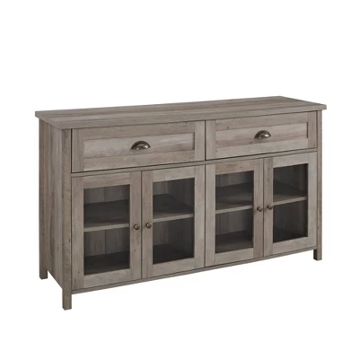 Millia Transitional Farmhouse 4 Door Sideboard with Glass Panels - Saracina Home Millia Transitional Farmhouse 4 Door Sideboard With Glass Panels - Saracina Home -Saracina Home GUEST 9b6ac529 c417 4296 99e5 b07ffb399067