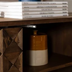 58" Modern Boho Solid Pine Wood Closed Storage Sideboard Brown - Saracina Home -Saracina Home GUEST 9cd08b68 31df 429c b257 49ad72716776