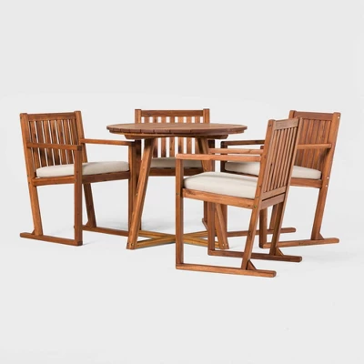 Saracina Home 5pc Modern Slatted Acacia Outdoor Dining Set with Round Table Saracina Home 5pc Modern Slatted Acacia Outdoor Dining Set With Round Table -Saracina Home GUEST 9d726d02 3bf0 4f04 9439 6de7c83b7e6c