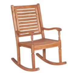 Bamberg Transitional Acacia Wood Outdoor Rocking Chair - Saracina Home -Saracina Home GUEST 9ddcb3ba 4658 4755 8c96 490e9f901838