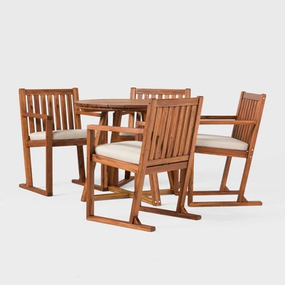 Saracina Home 5pc Modern Slatted Acacia Outdoor Dining Set with Round Table Saracina Home 5pc Modern Slatted Acacia Outdoor Dining Set With Round Table -Saracina Home GUEST 9ed234b4 a32f 4569 b4c3 c06ec5fe0cf4