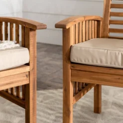 2pk Acacia Wood Patio Chairs With Cushions - Saracina Home -Saracina Home GUEST a0853a3e 317f 4919 88b4 65f8e1499c73