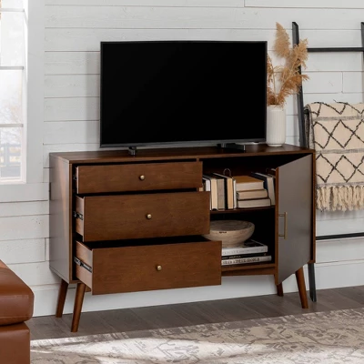 Mid-Century Modern with Closed Storage TV Stand for TVs up to 58" Walnut - Saracina Home Mid-Century Modern With Closed Storage TV Stand For TVs Up To 58" Walnut - Saracina Home -Saracina Home GUEST a1f4e294 99ff 4035 b083 b0e94e45fc3c