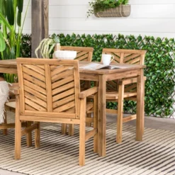 5pc Slatted Chevron Acacia Wood Patio Dining Set - Saracina Home -Saracina Home GUEST a256c116 4b4a 49d2 b52f 9bccdb37bd39