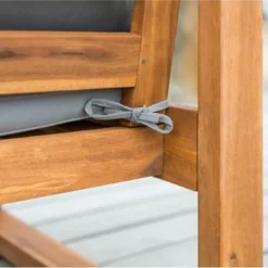 Galia Square Leg Acacia Wood Patio Loveseat With Cushions - Brown - Saracina Home -Saracina Home GUEST a802cd44 6287 405f 8d0e 1bc4cfc82c49