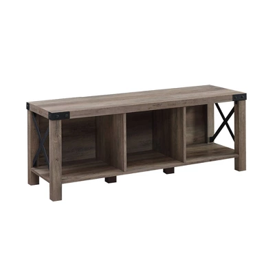 Sophie Rustic Industrial X Frame Entry Bench with 3 Cubbies - Saracina Home Sophie Rustic Industrial X Frame Entry Bench With 3 Cubbies - Saracina Home -Saracina Home GUEST a863c7e7 77d8 4b46 879e 3c5bb644f8d5