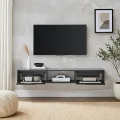 Modern Boho Floating TV Stand For TVs Up To 65" With Rattan Doors - Saracina Home 3 Modern Boho Floating TV Stand For TVs Up To 65" With Rattan Doors - Saracina Home -Saracina Home GUEST a9acb95c 4370 4480 9e6d 4d67adf30248